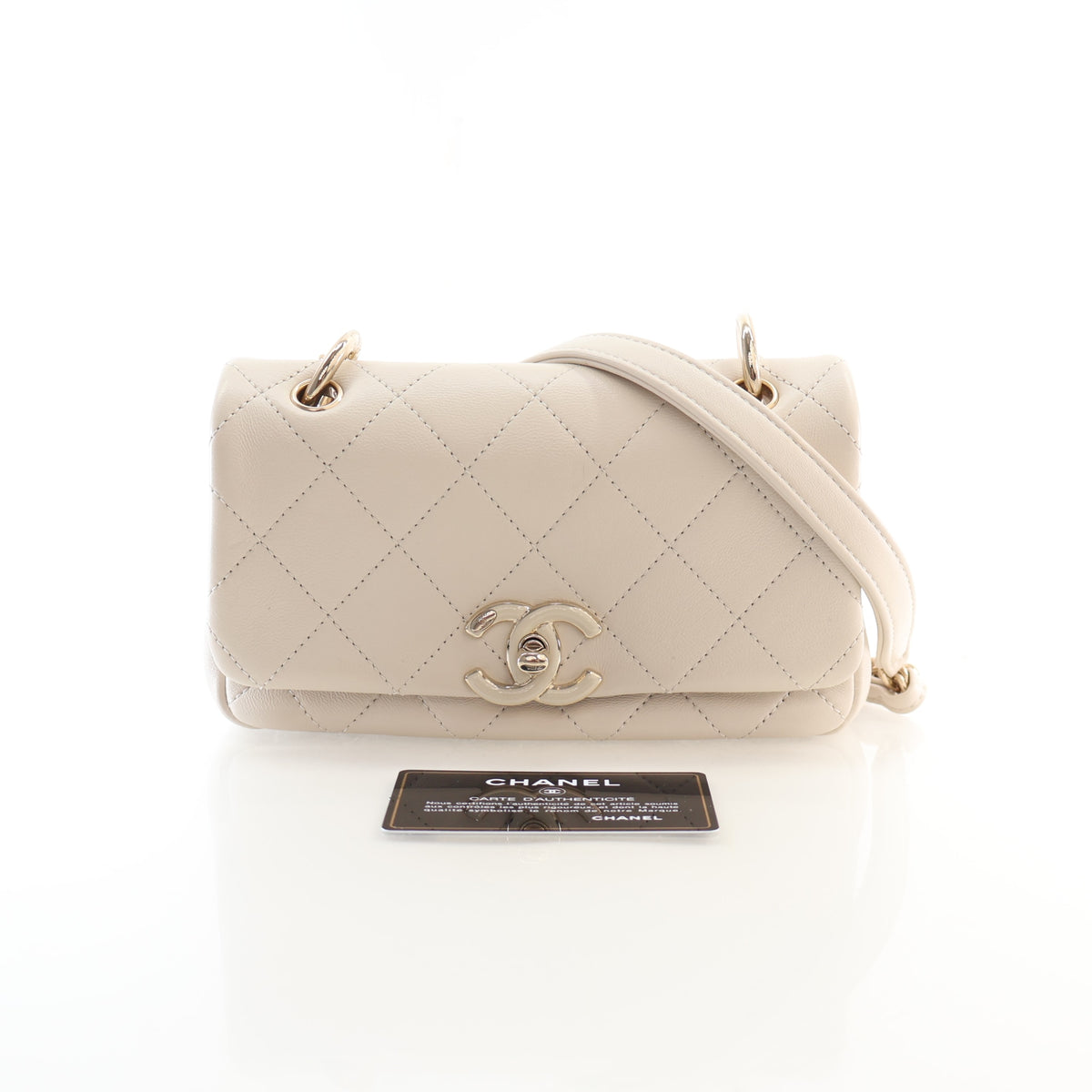 Pre-Owned Chanel Flap Bag Mini Lambskin Enamel CC, front view, photo 17 of 17