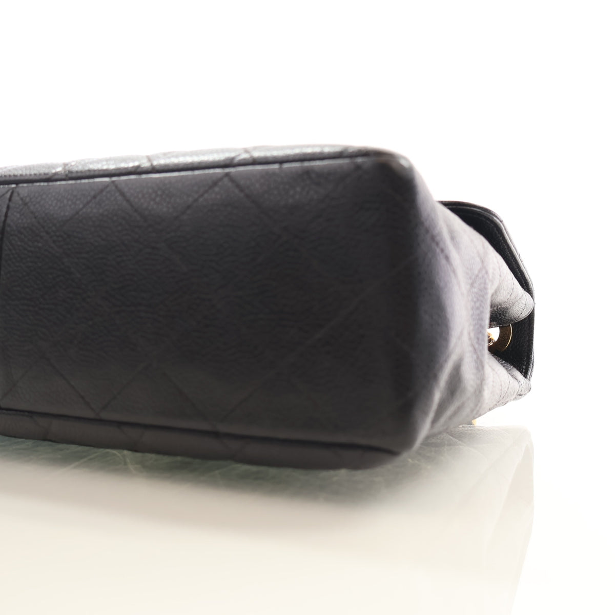 Vintage Chanel Flap Bag Jumbo Caviar Leather Classic Single, base and feet view, photo 8 of 17