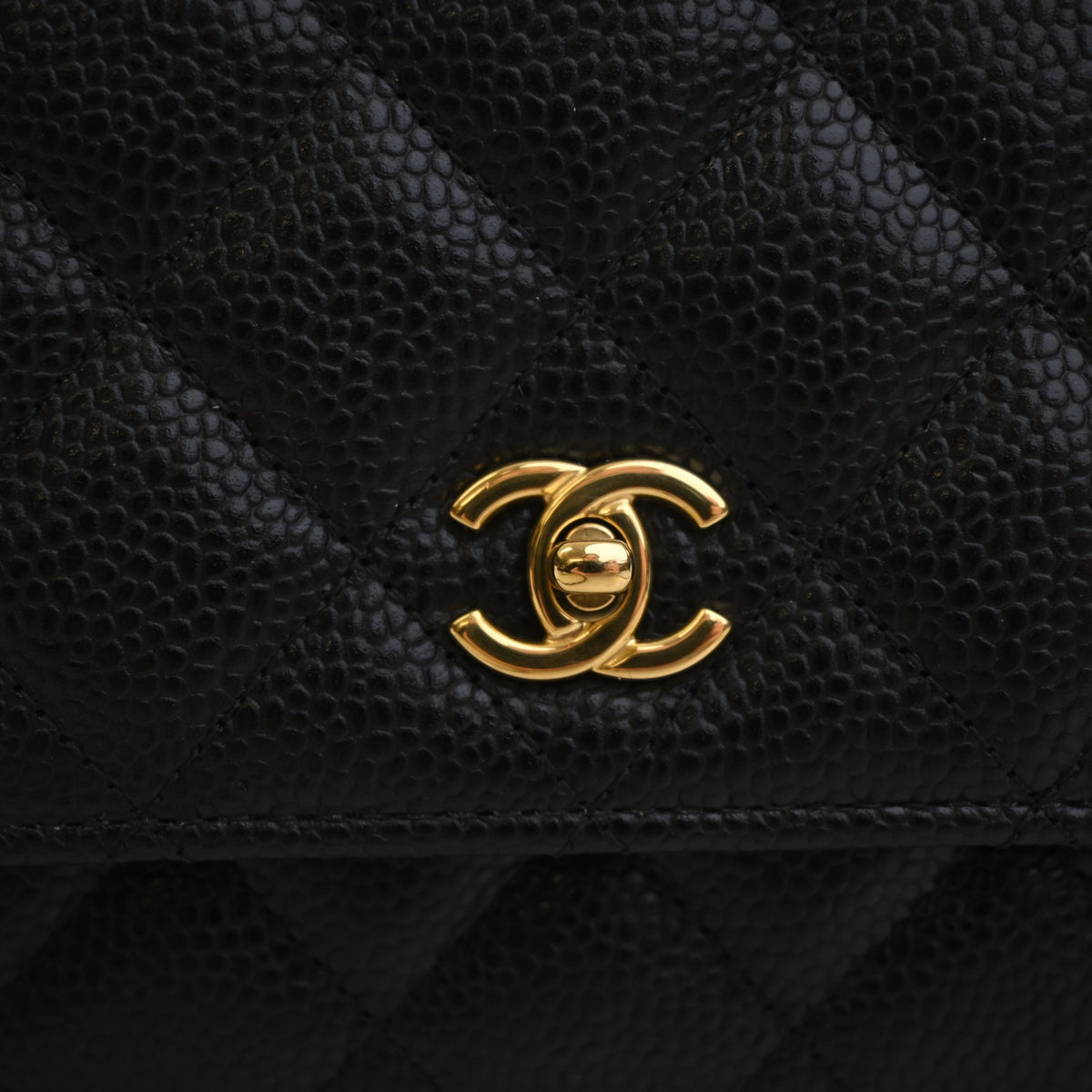 Pre-Owned Chanel Wallet On Chain Caviar Leather Turnlock WOC, gold embossed logo detail