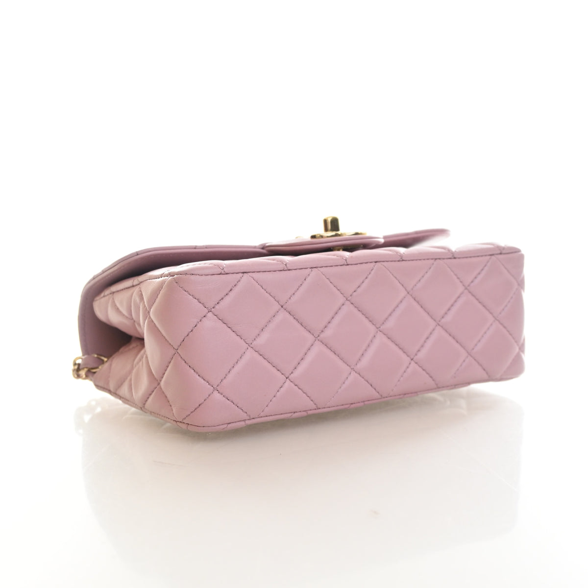 Pre-Owned Chanel Top Handle Mini Lambskin Rectangular Flap Bag, base view