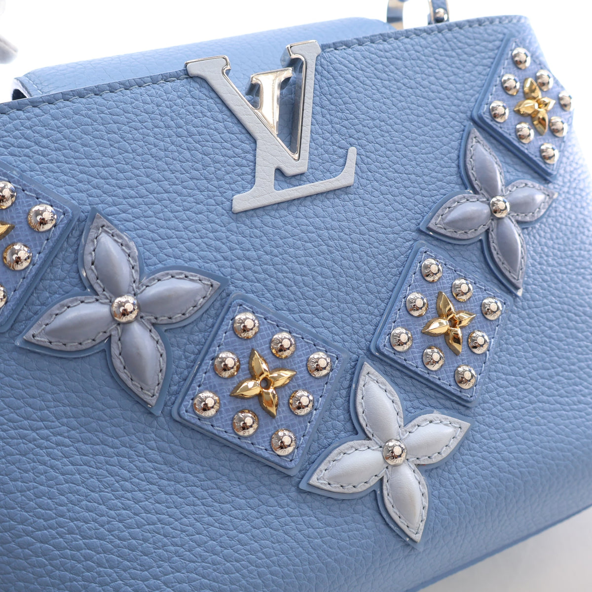 Pre-Owned Louis Vuitton Studded Taurillon Capucines BB, gold hardware