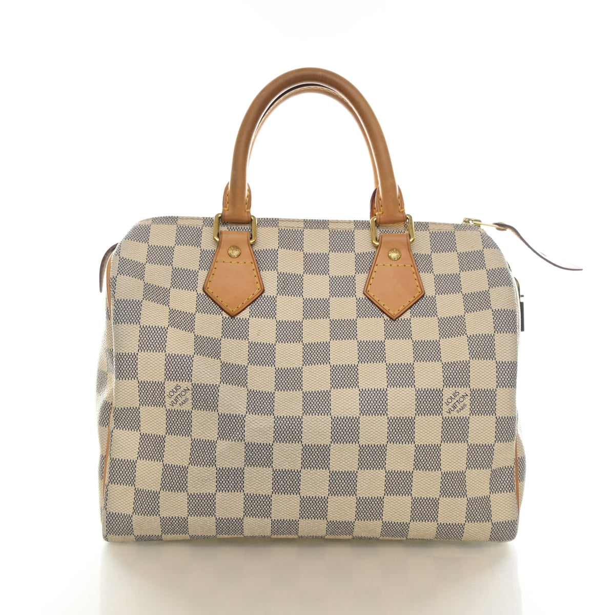 Pre-Owned Louis Vuitton Speedy 25 Damier Azur, front view, authenticated at Luxe Du Jour
