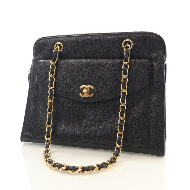 Chanel Vintage Medium Caviar Front Pocket Tote