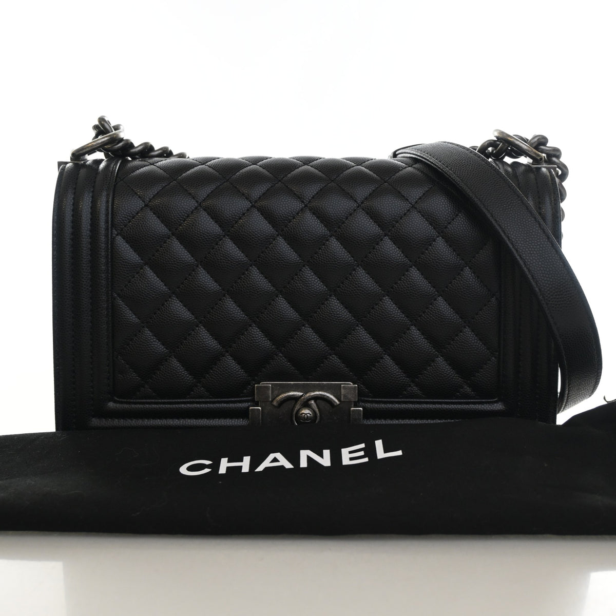 Pre-Owned Chanel Boy Bag Medium Caviar Leather, front view, photo 13 of 13
