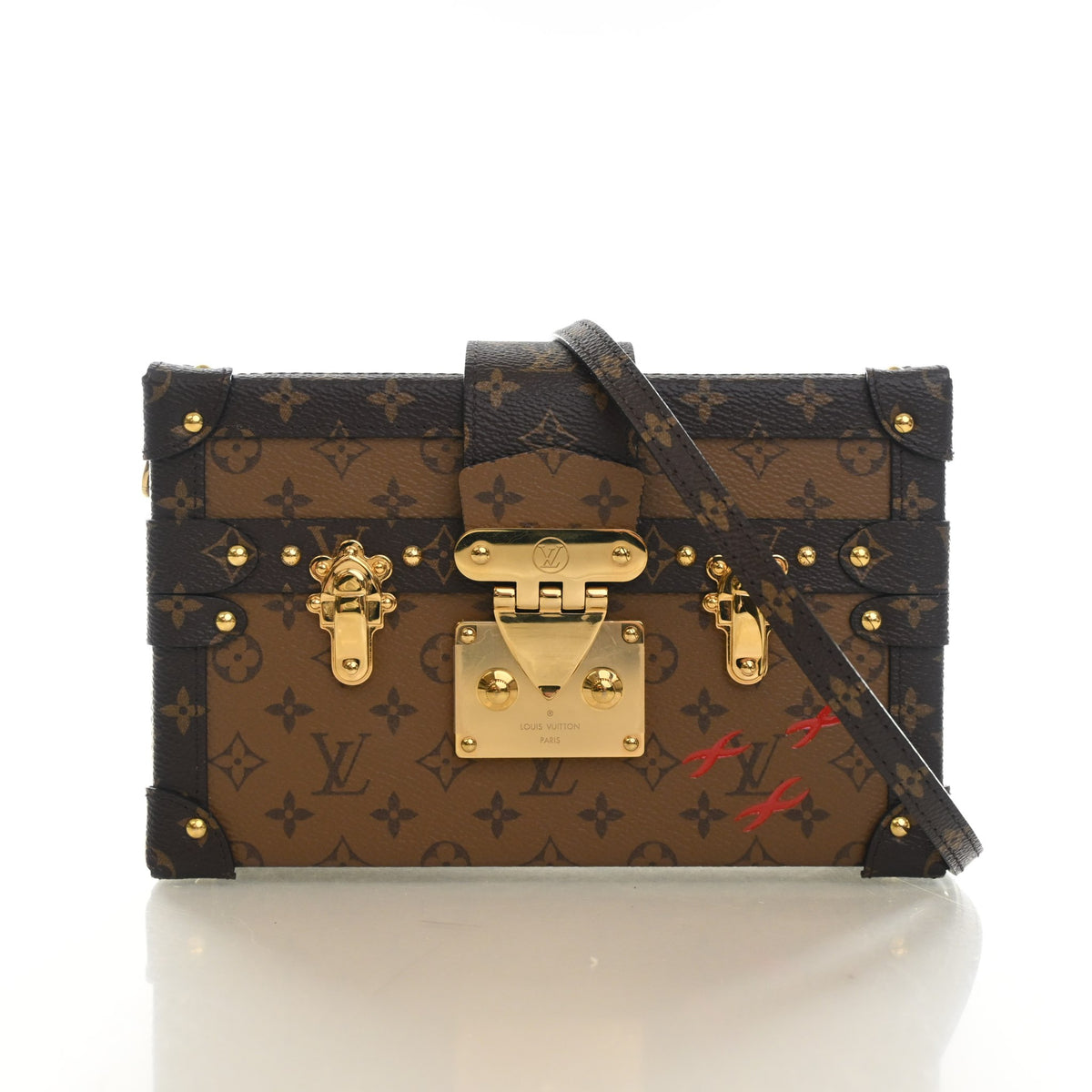Pre-Owned Louis Vuitton Reverse Monogram Petite Malle, front view, authenticated at Luxe Du Jour