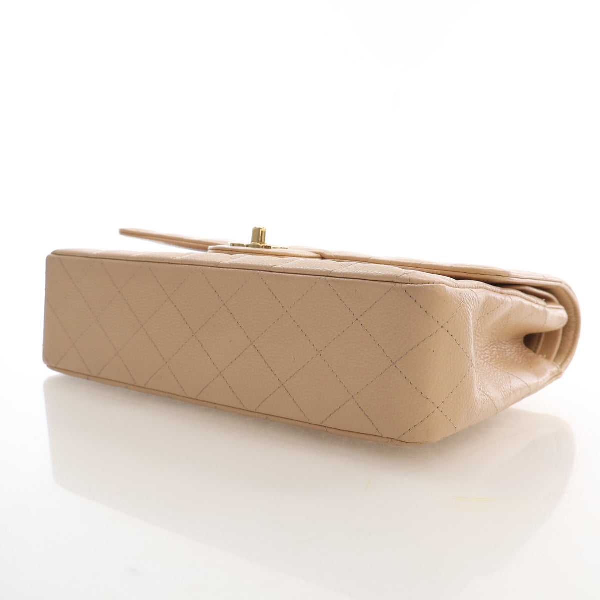 Pre-Owned Chanel Classic Double Flap Medium Caviar Leather Bag, base and feet view, photo 7 of 20