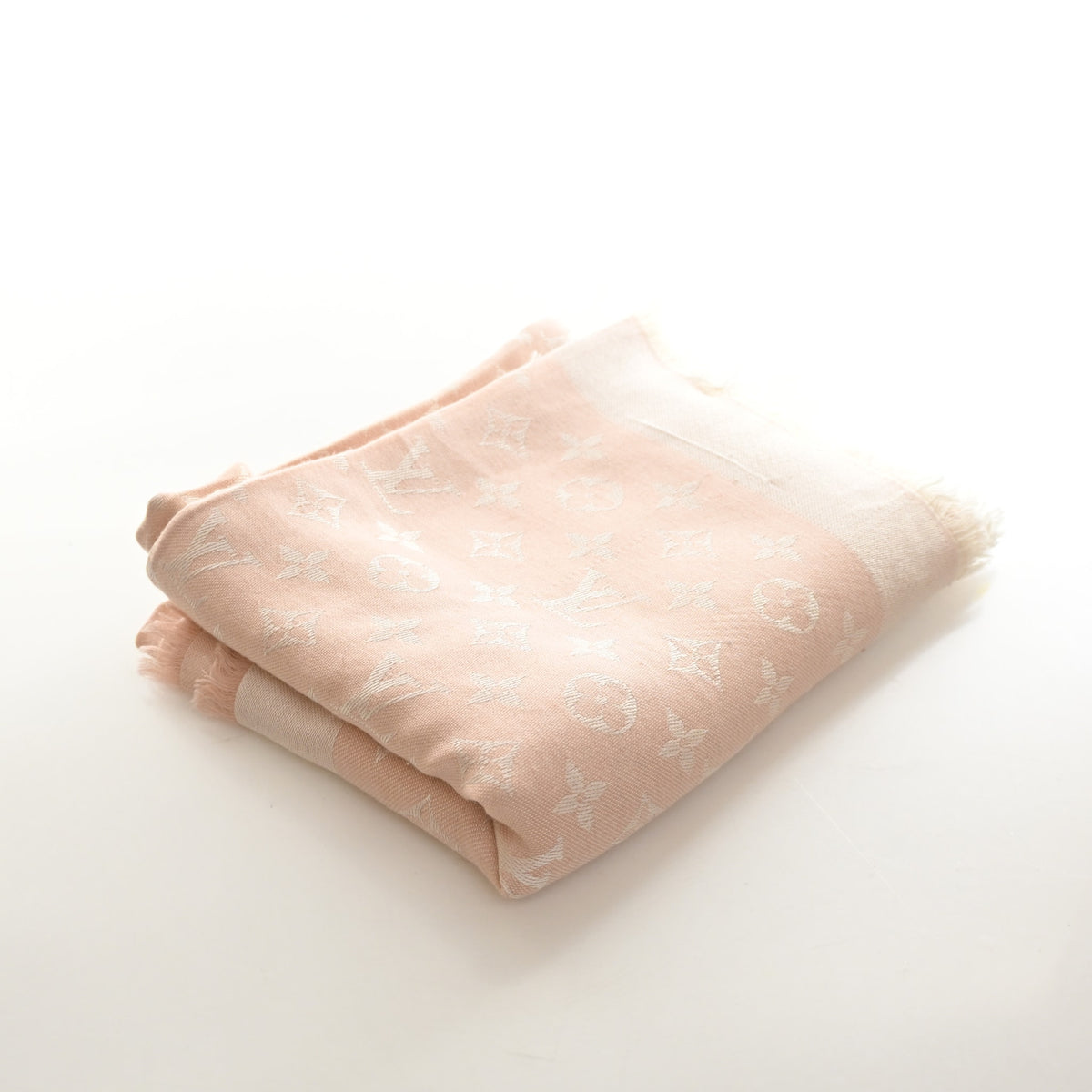 Pre-Owned Louis Vuitton Monogram Classic Shawl, flat lay, authenticated at Luxe Du Jour