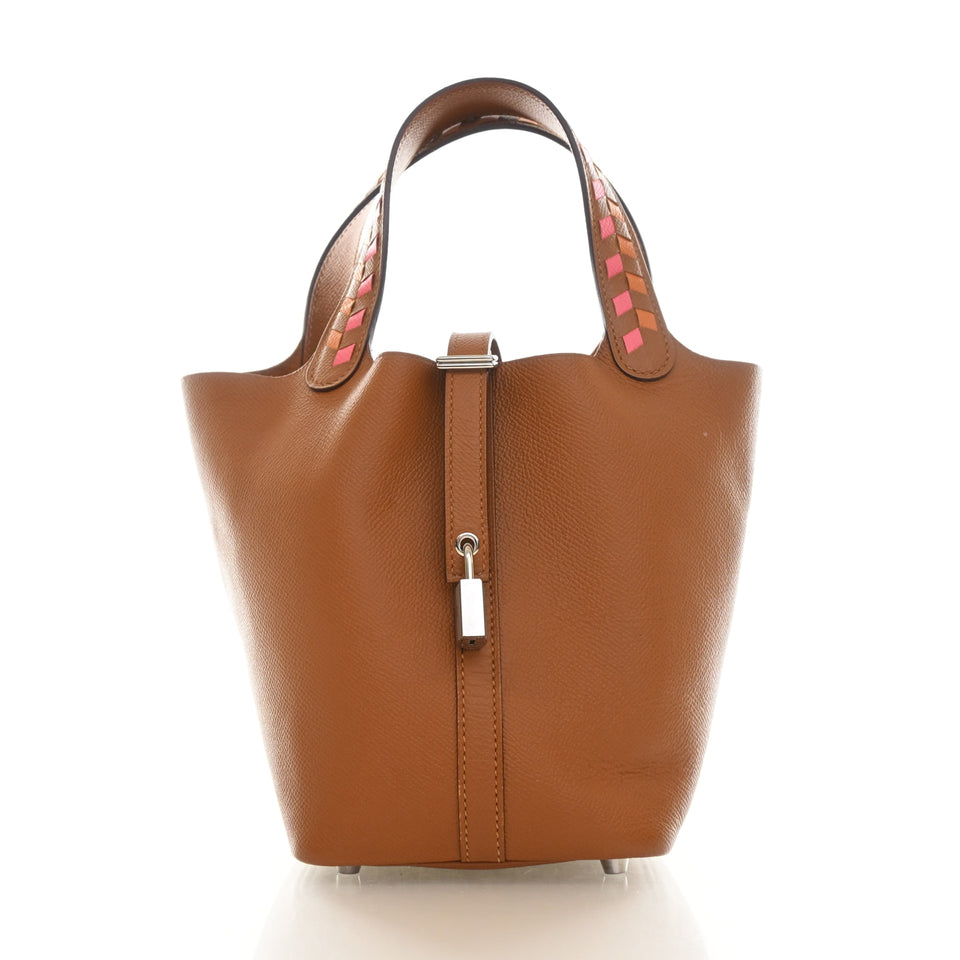 Hermes Gold Epsom Tressage De Cuir Picotin Lock 18