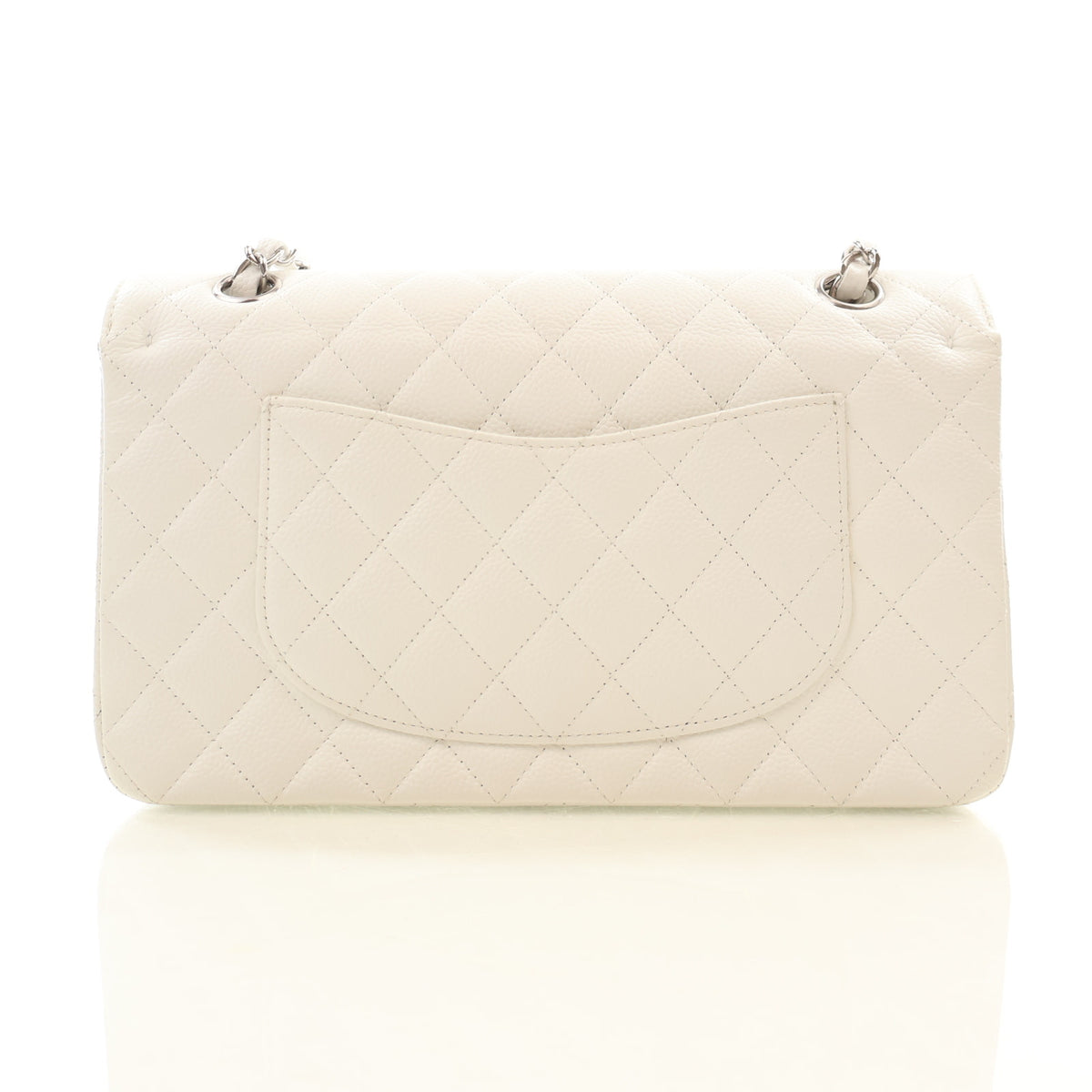 Pre-Owned Chanel Classic Double Flap Medium Caviar Leather Bag, back view, photo 11 of 18
