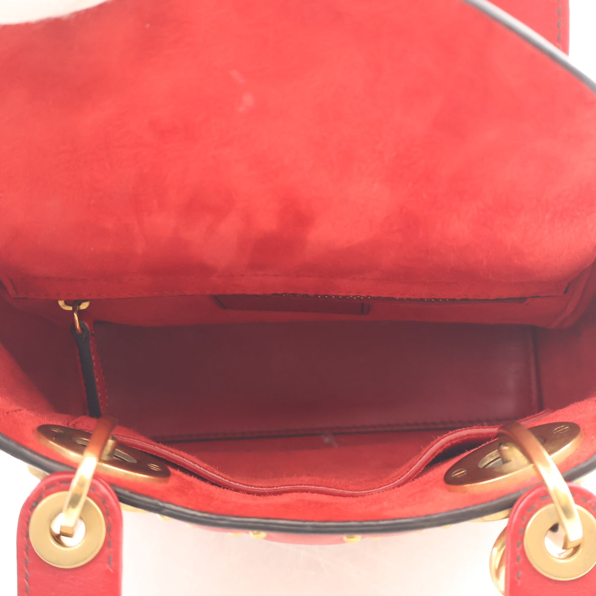 Pre-Owned Christian Dior Lady Dior Mini Lambskin, open interior with lining, photo 14 of 16