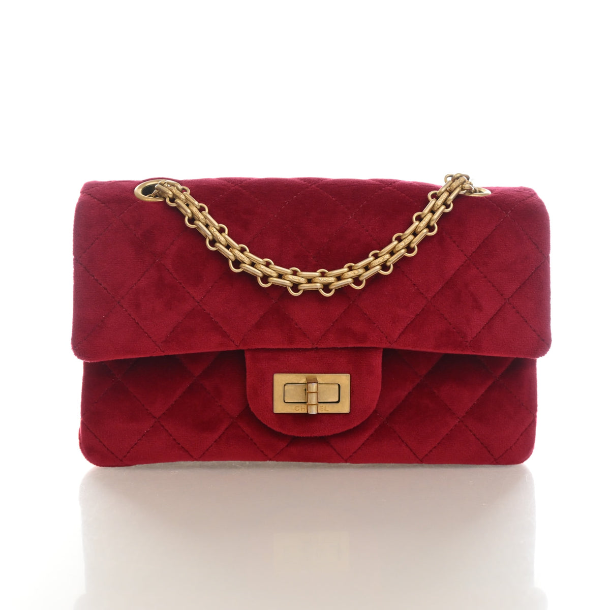 Pre-Owned Chanel Flap Bag 224 Velvet Reissue 2.55, front view