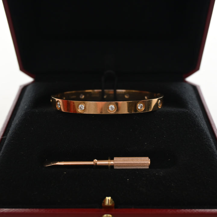 Cartier Classic Model 10 Diamond Love Bracelet Sz 17