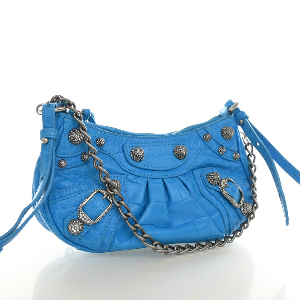 Balenciaga Mini Crocodile Embossed Arena Crystal Le Cagole