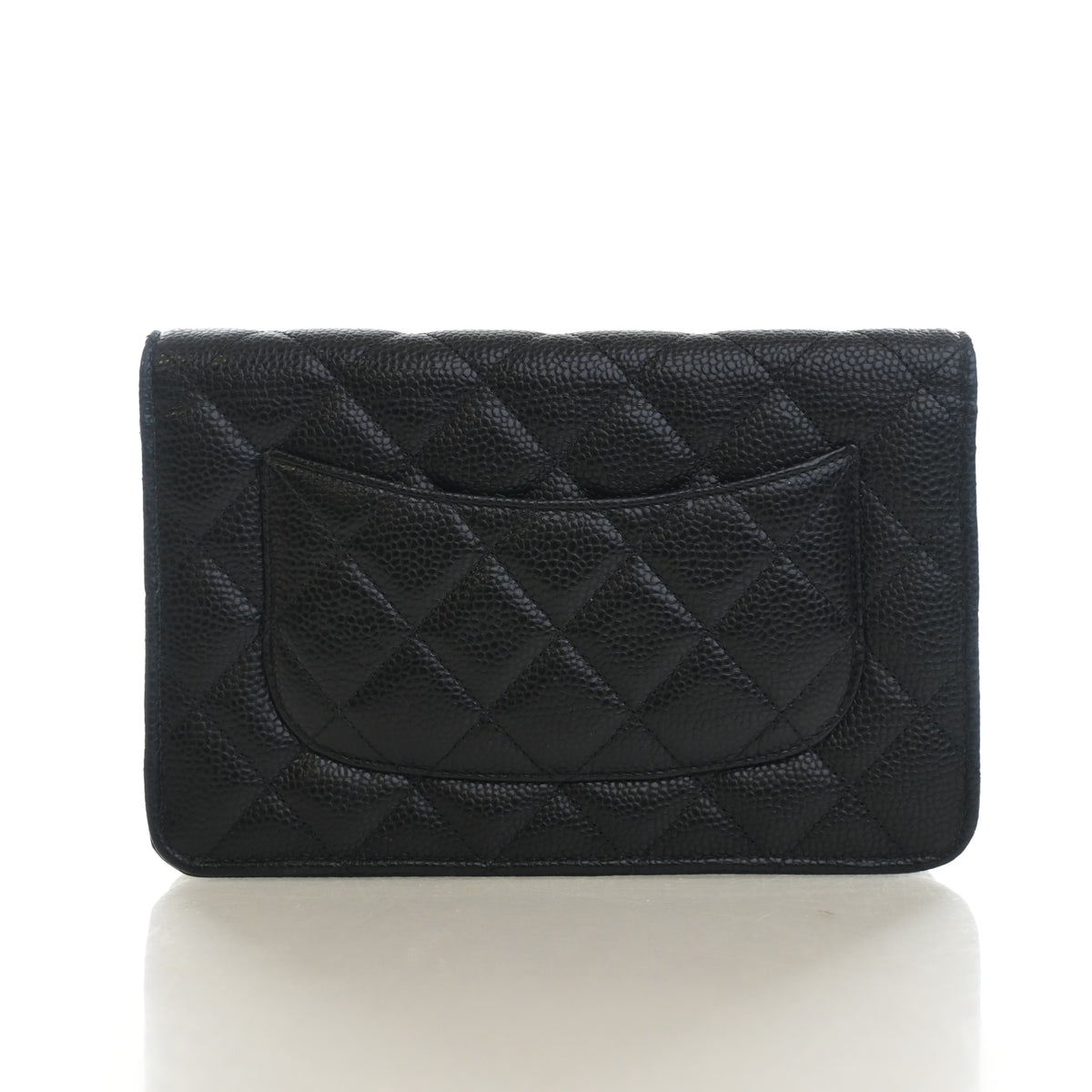 Pre-Owned Chanel Wallet On Chain Caviar Leather Turnlock WOC, back view