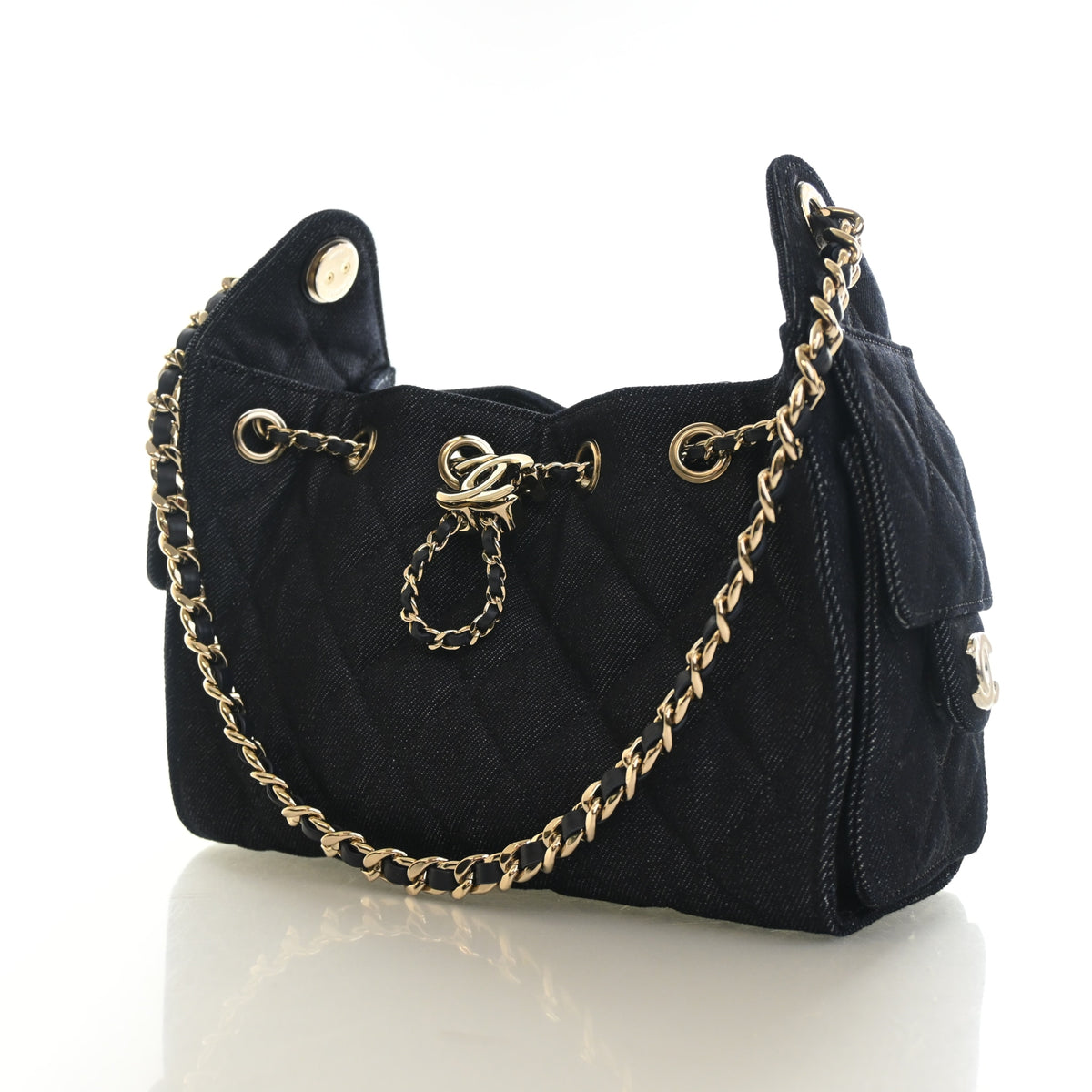 Pre-Owned Chanel Hobo Mini Denim 25, three-quarter view, photo 3 of 14