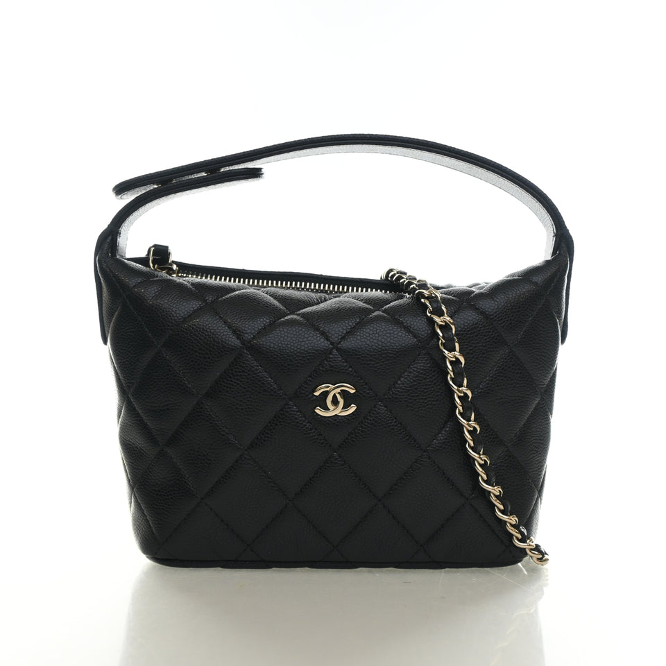 Chanel Mini Caviar Hobo Clutch With Chain