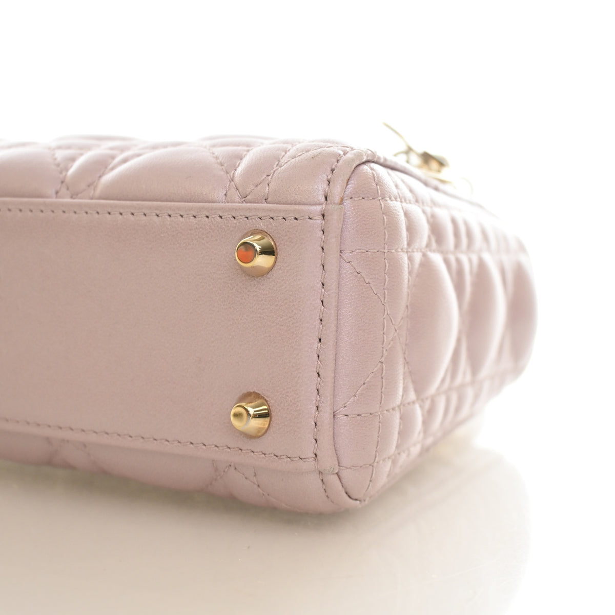 Pre-Owned Christian Dior Lady Dior Mini Lambskin, base and feet view, photo 15 of 22