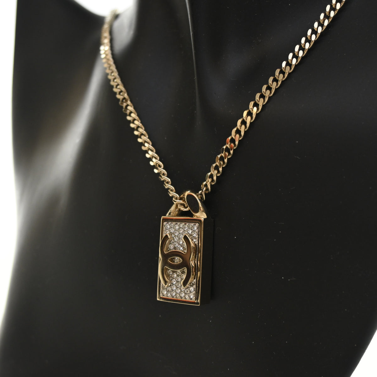 Chanel Crystal Dog Tag Charm Necklace, photo 5 of 10
