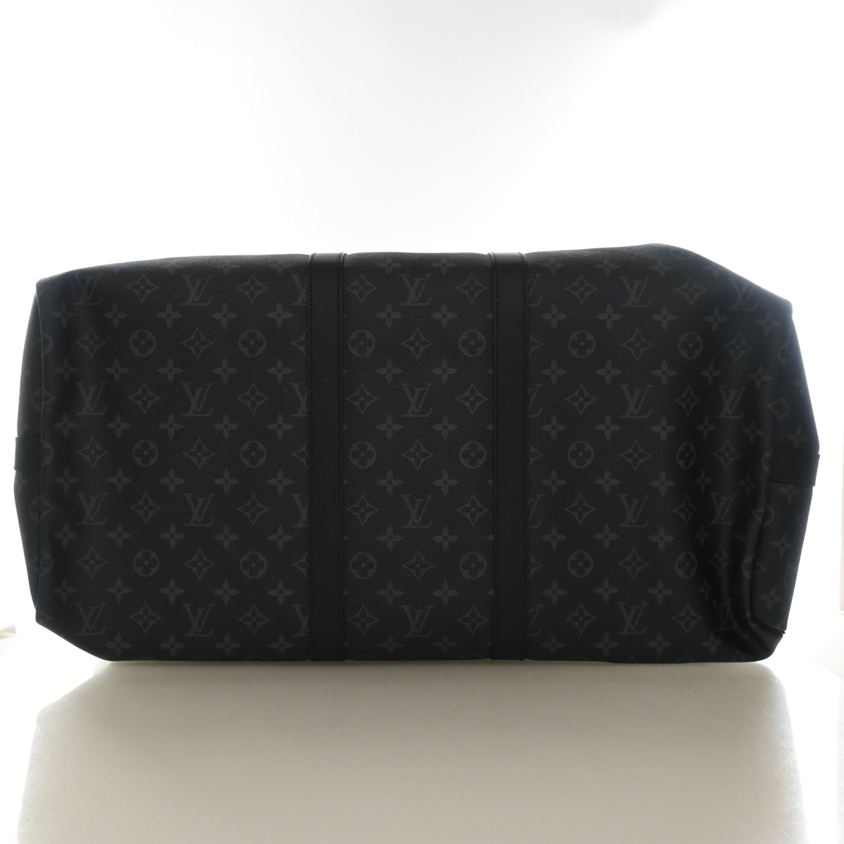 Pre-Owned Louis Vuitton 55 Monogram Eclipse Keepall, base and feet view, photo 8 of 13