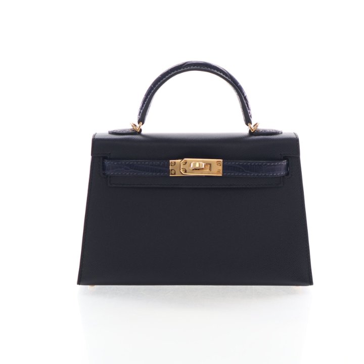 Hermes Noir Bleu Marine Madame Touch Mini Kelly 20