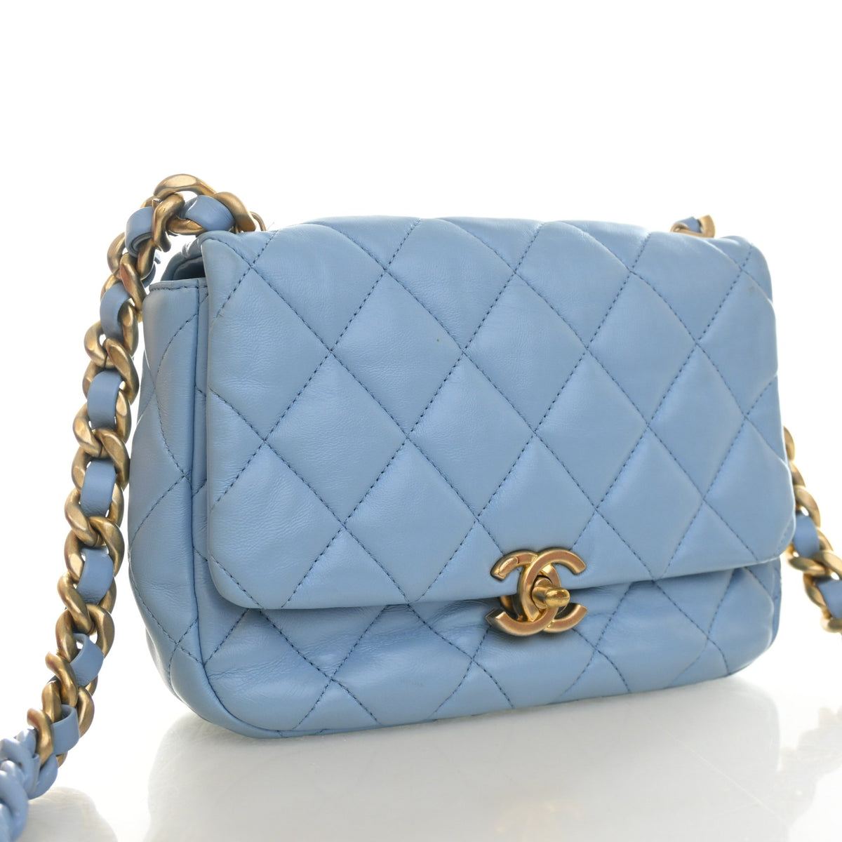 Pre-Owned Chanel Flap Bag Lambskin Lacquered Chain, front view, photo 2 of 15