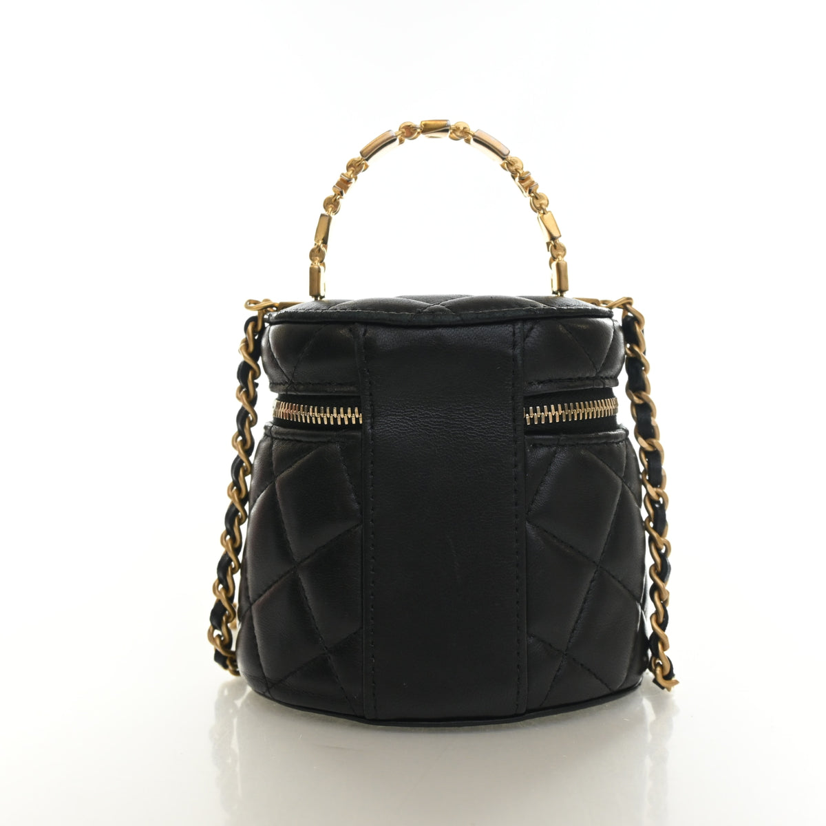Pre-Owned Chanel Top Handle Mini Lambskin CC Vanity With Chain, side view