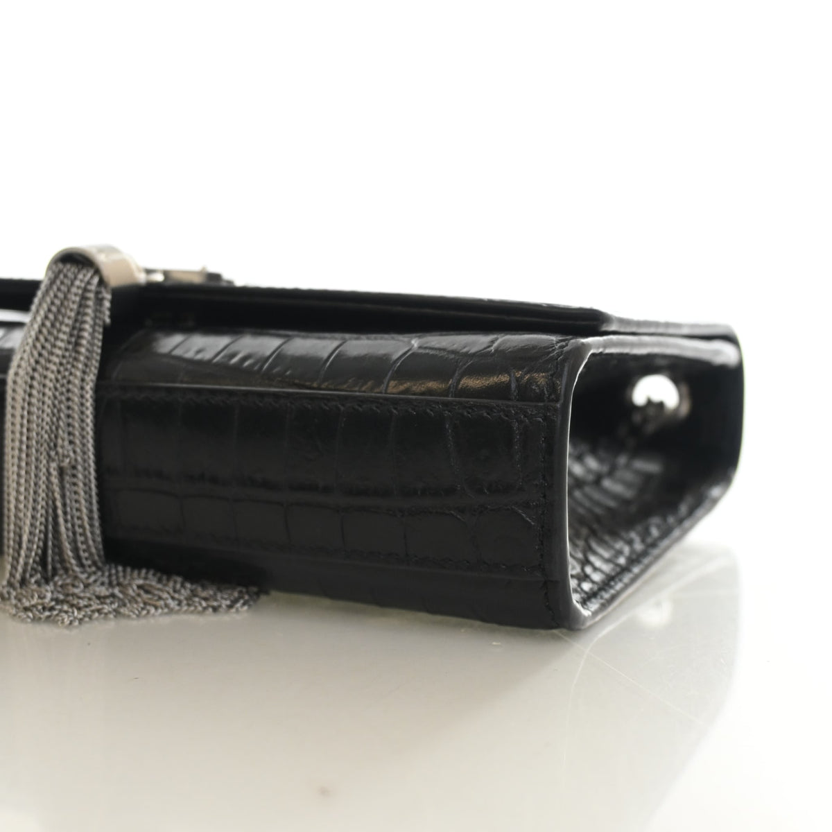 Saint Laurent Small Crocodile Embossed Leather Kate Tassle Bag, photo 8 of 14