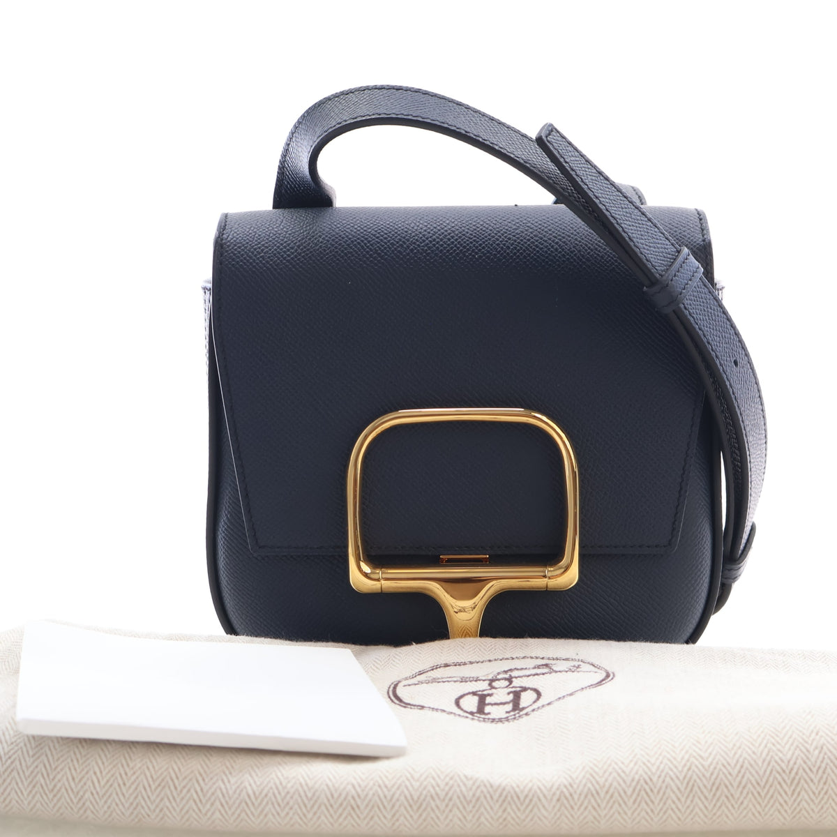 Pre-Owned Hermès Mini Bleu Indigo Epsom Leather Della Cavalleria, front view, photo 17 of 17