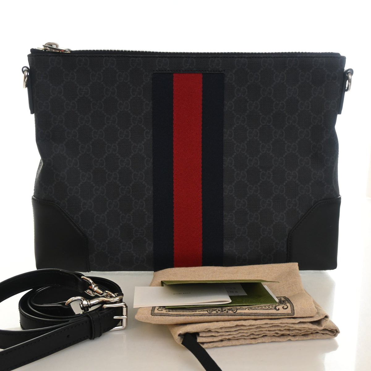 Pre-Owned Gucci GG Supreme Messenger Bag, flat lay, photo 14 of 14