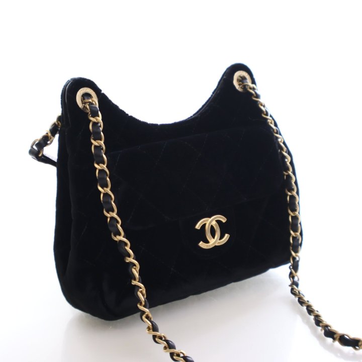 Chanel Small Velvet Wavy CC Hobo