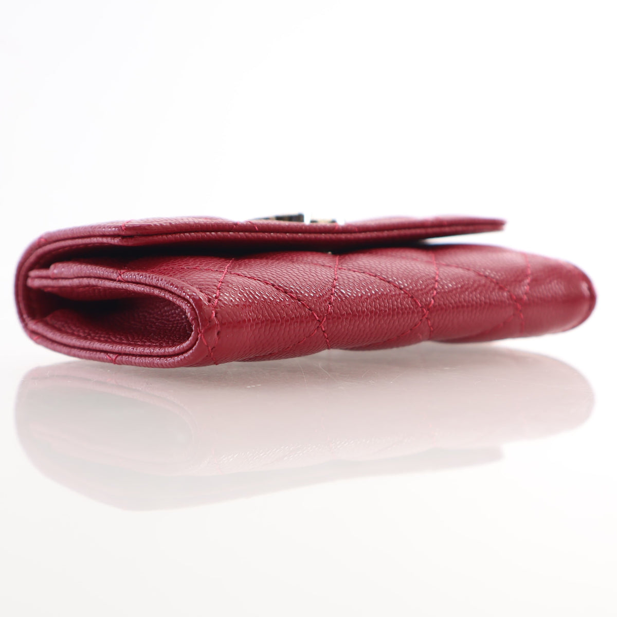 Pre-Owned Chanel Wallet Caviar Leather Flap, side profile