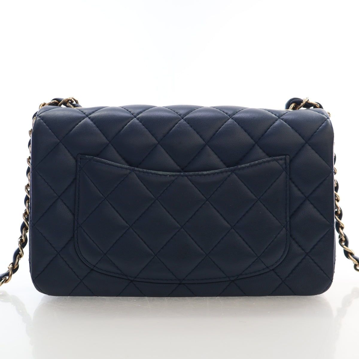 Pre-Owned Chanel Flap Bag Mini Lambskin Classic Rectangular Single, back view