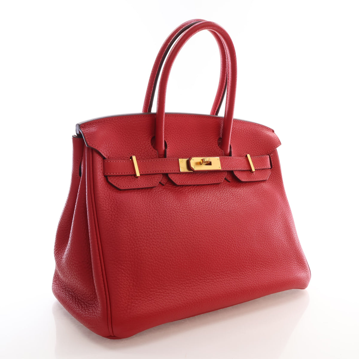 Pre-Owned Hermès Birkin 30 Rouge Casaque Togo Leather, three-quarter view