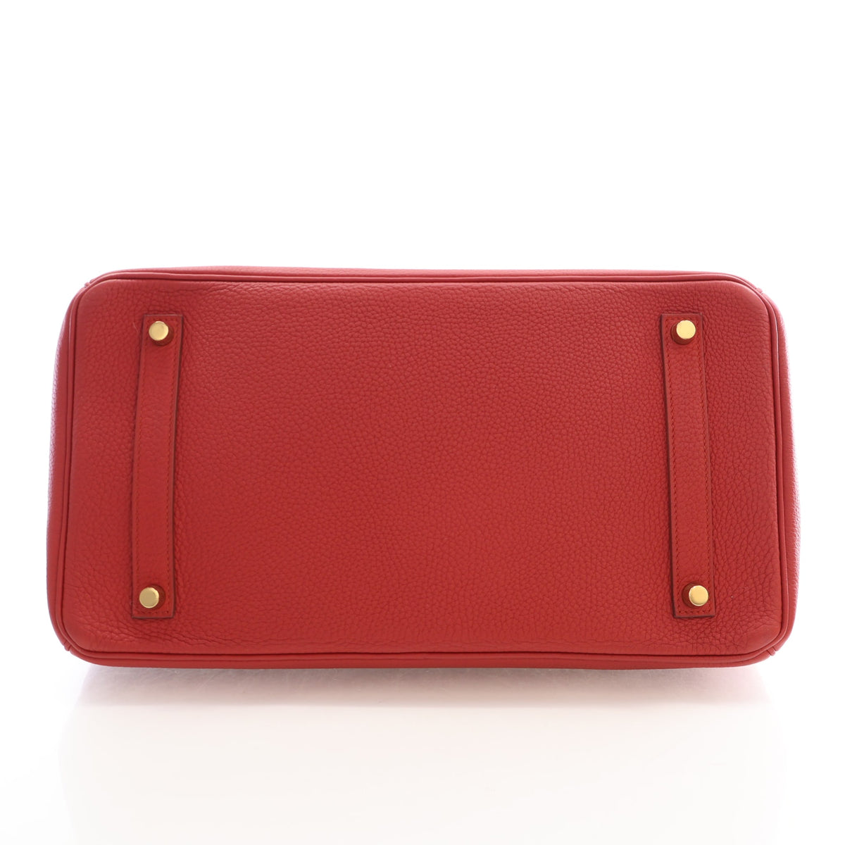Pre-Owned Hermès Birkin 35 Rouge Casaque Togo Leather, base and feet view, photo 14 of 21
