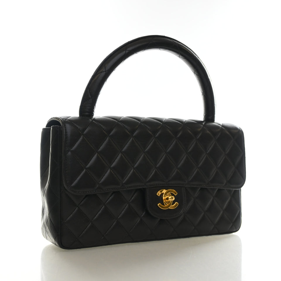 Chanel Vintage Medium Lambskin Rectangular Kelly Top Handle
