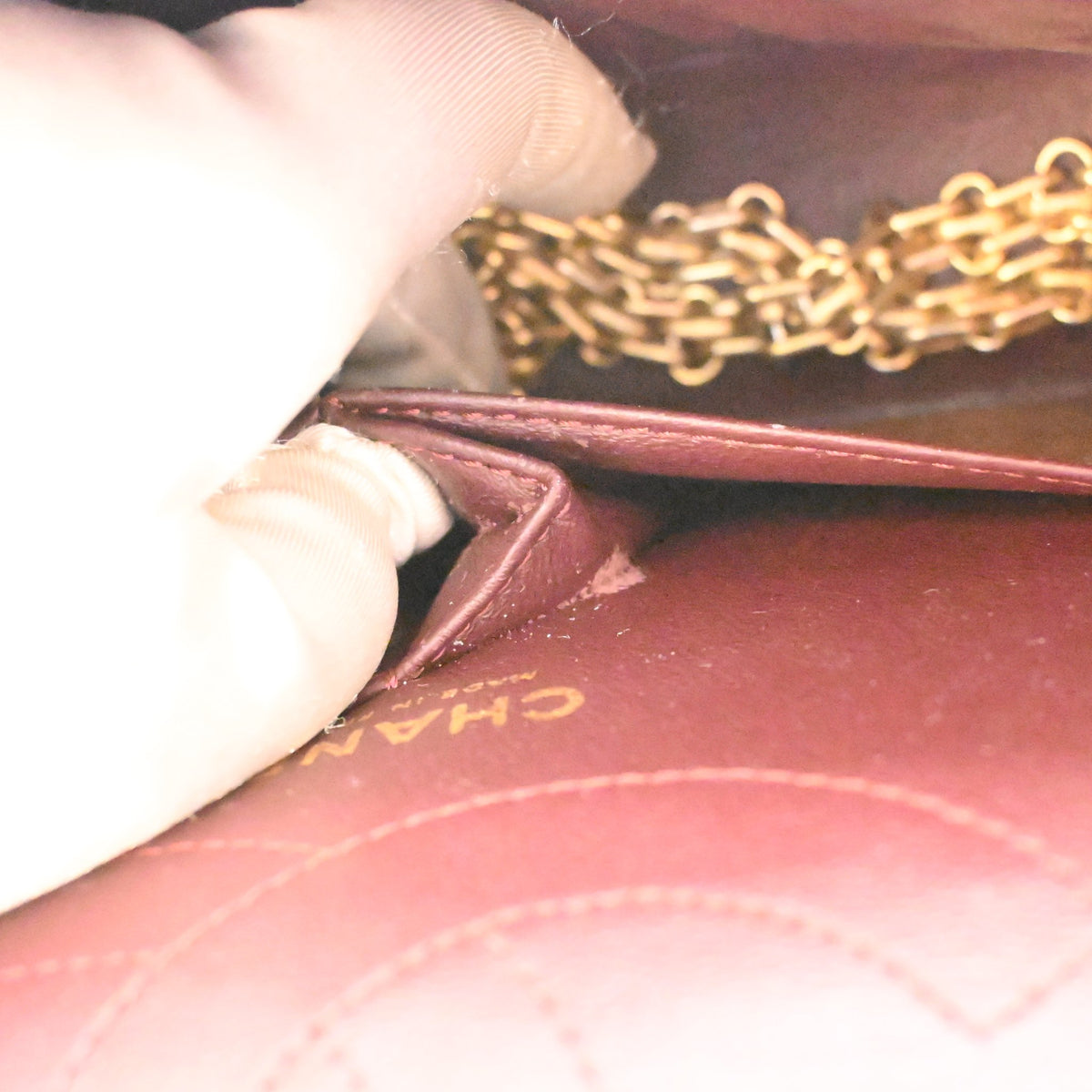 Pre-Owned Chanel Flap Bag 225 Aged Calfskin Reissue 2.55, open interior with lining, photo 15 of 15