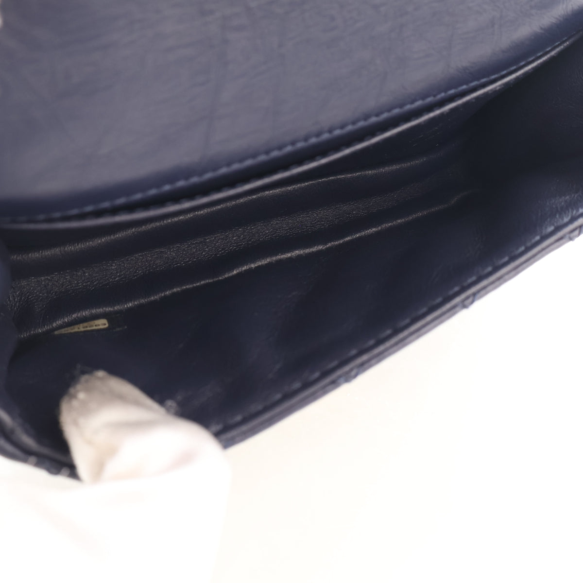 Pre-Owned Chanel Belt Bag Aged Calfskin Reissue 2.55 Flap, open interior with lining, photo 15 of 17