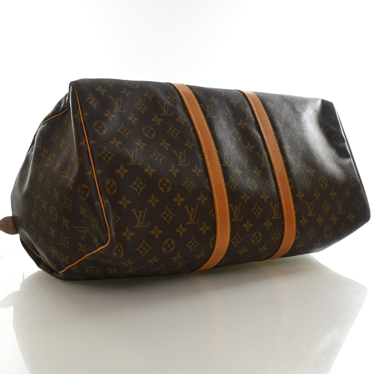 Vintage Louis Vuitton 50 Monogram Keepall, base and feet view