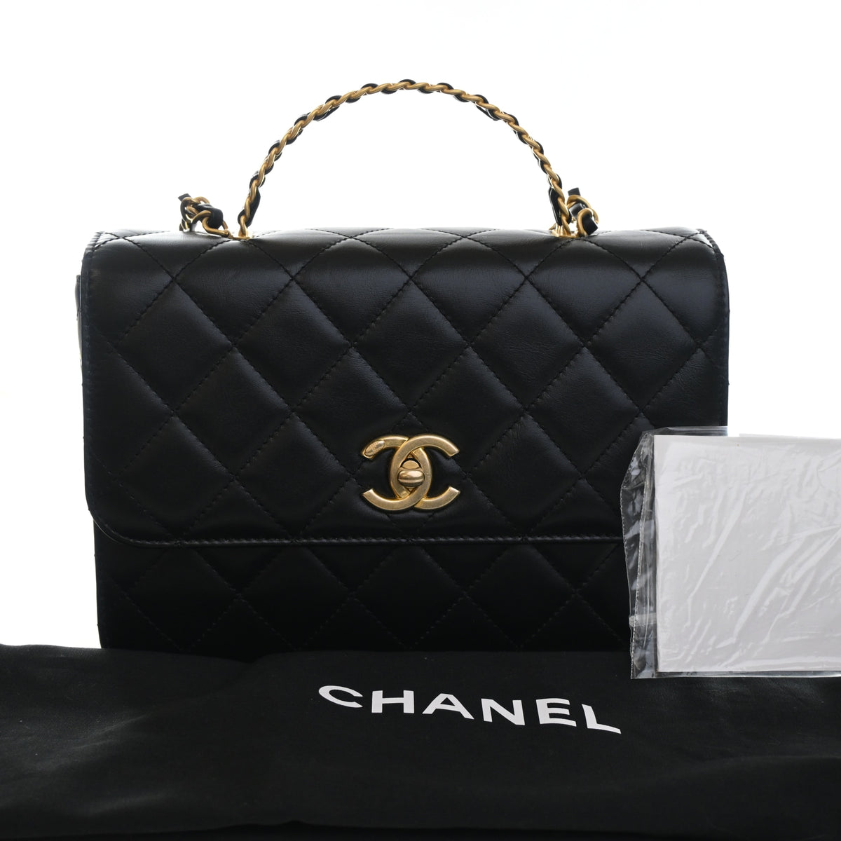 Chanel Medium Lambskin Metal Chain Top Handle Flap Bag, photo 15 of 15