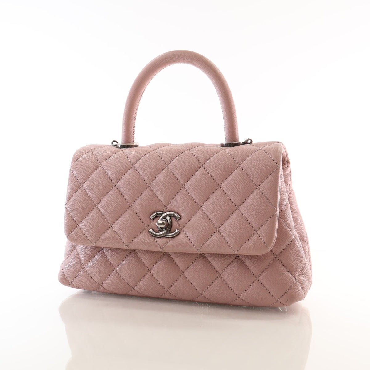 Pre-Owned Chanel Coco Handle Mini Caviar Leather Bag, front view, photo 3 of 16