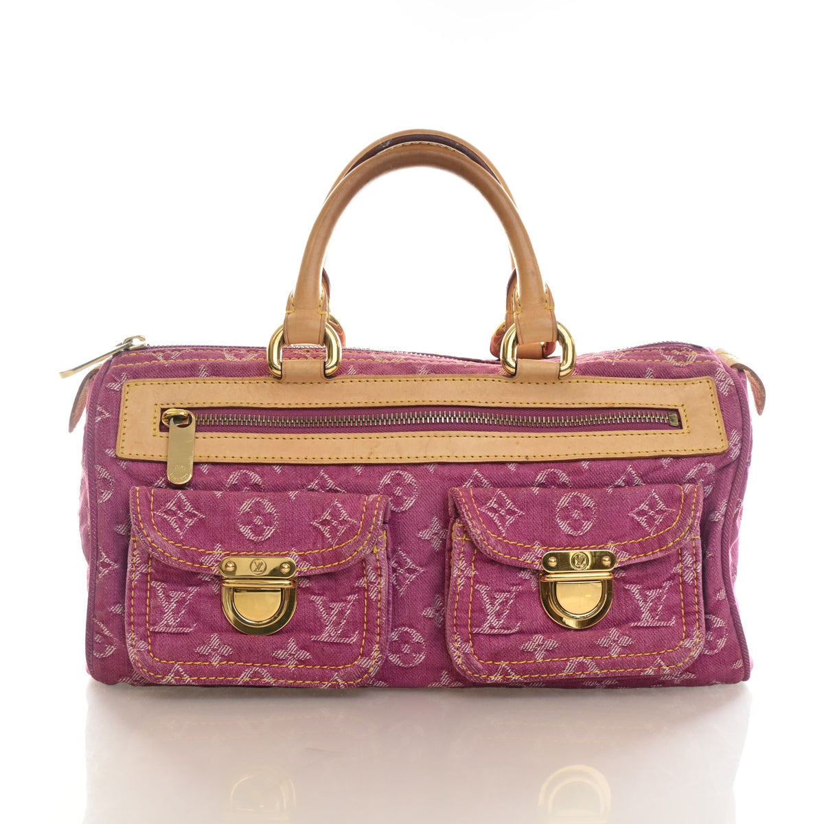 Vintage Louis Vuitton Speedy Monogram Denim Neo, front view, authenticated at Luxe Du Jour