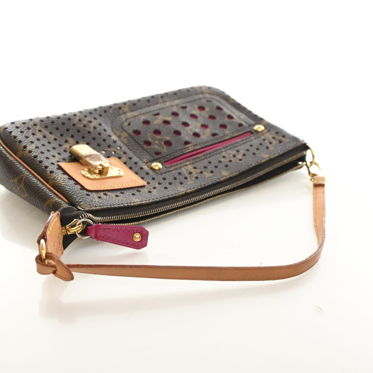 Vintage Louis Vuitton Pochette Monogram Perforated Accessoires, side profile, photo 5 of 16