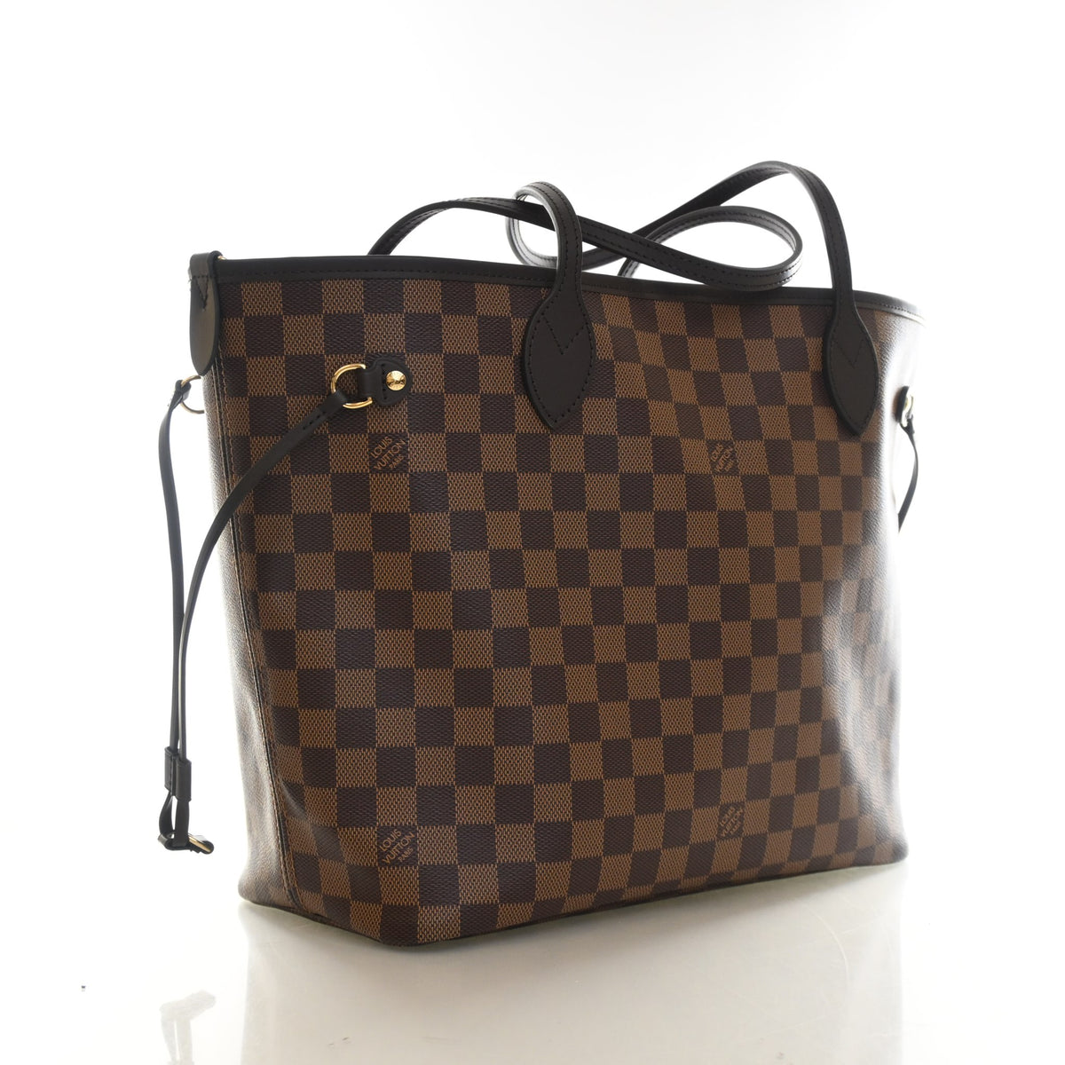 Pre-Owned Louis Vuitton Neverfull MM Damier Ebene Braided, three-quarter view, authenticated at Luxe Du Jour