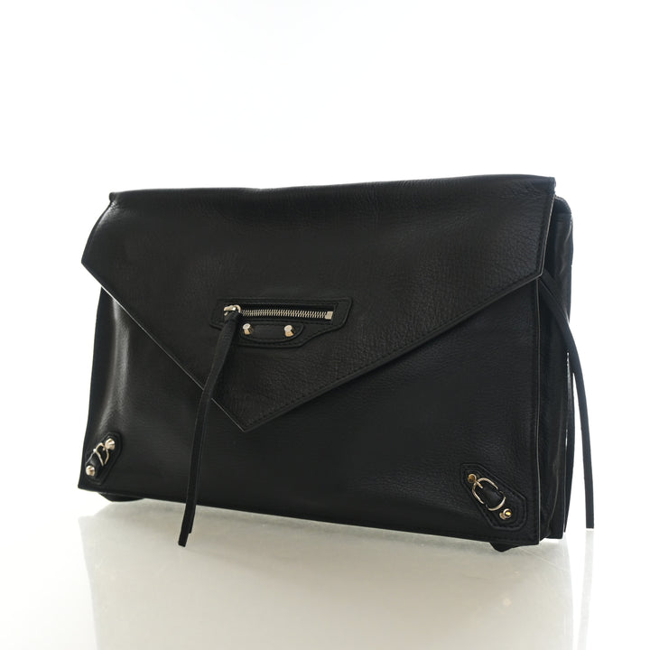 Balenciaga Calfskin Papier Zip Around Sight Clutch