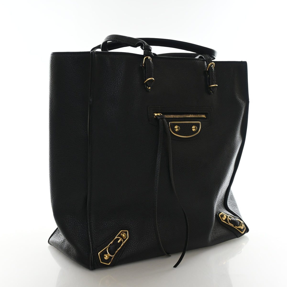 Pre-Owned Balenciaga Tote Calfskin Papier, three-quarter view, authenticated at Luxe Du Jour