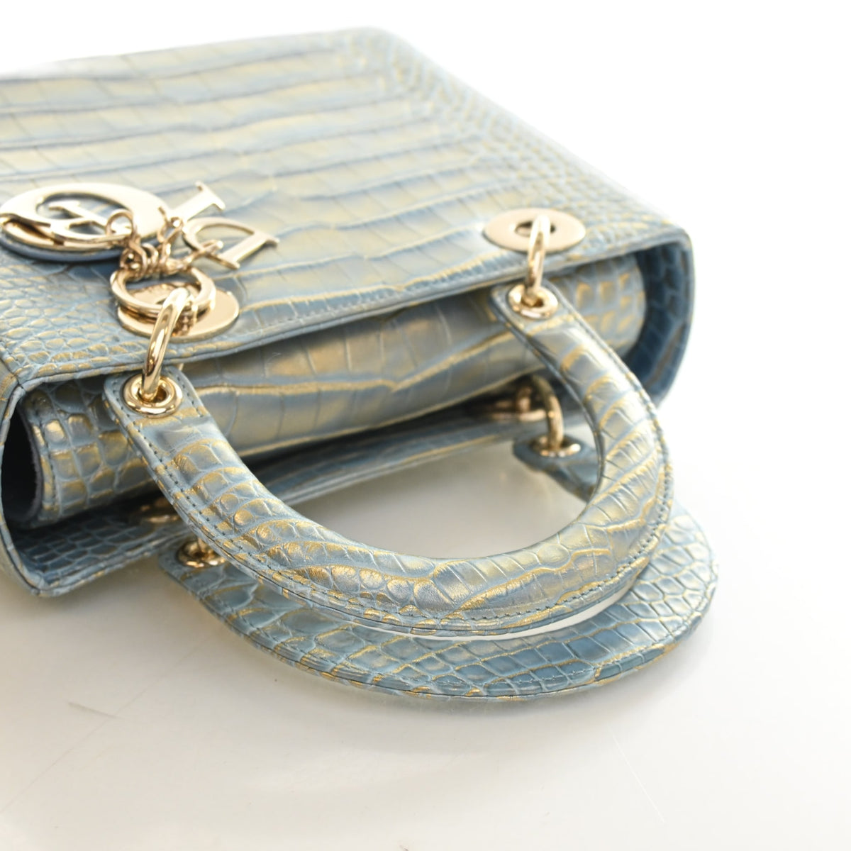 Pre-Owned Christian Dior Lady Dior Medium Crocodile Leather, side profile