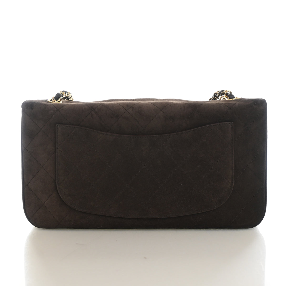 Pre-Owned Chanel Flap Bag Maxi Suede Leather, back view