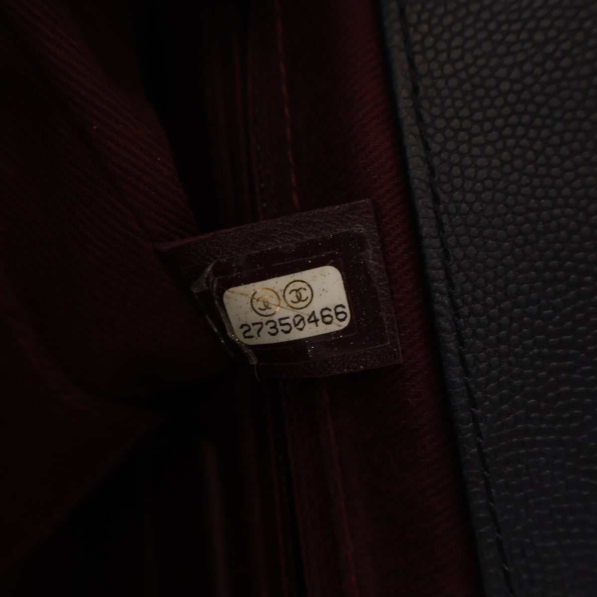 Pre-Owned Chanel Flap Bag Medium Calfskin Business Affinity, interior label and date code