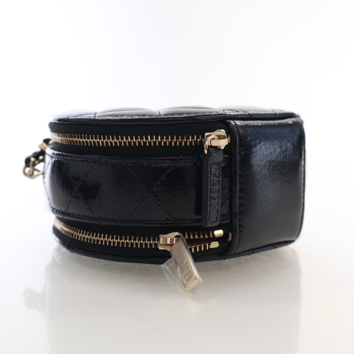 Pre-Owned Chanel Vanity Case Small Lambskin Round Handle With Care, side profile