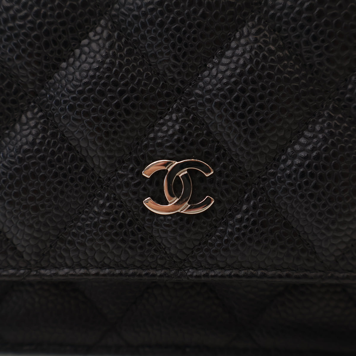 Pre-Owned Chanel Wallet On Chain Caviar Leather WOC, silver embossed logo detail